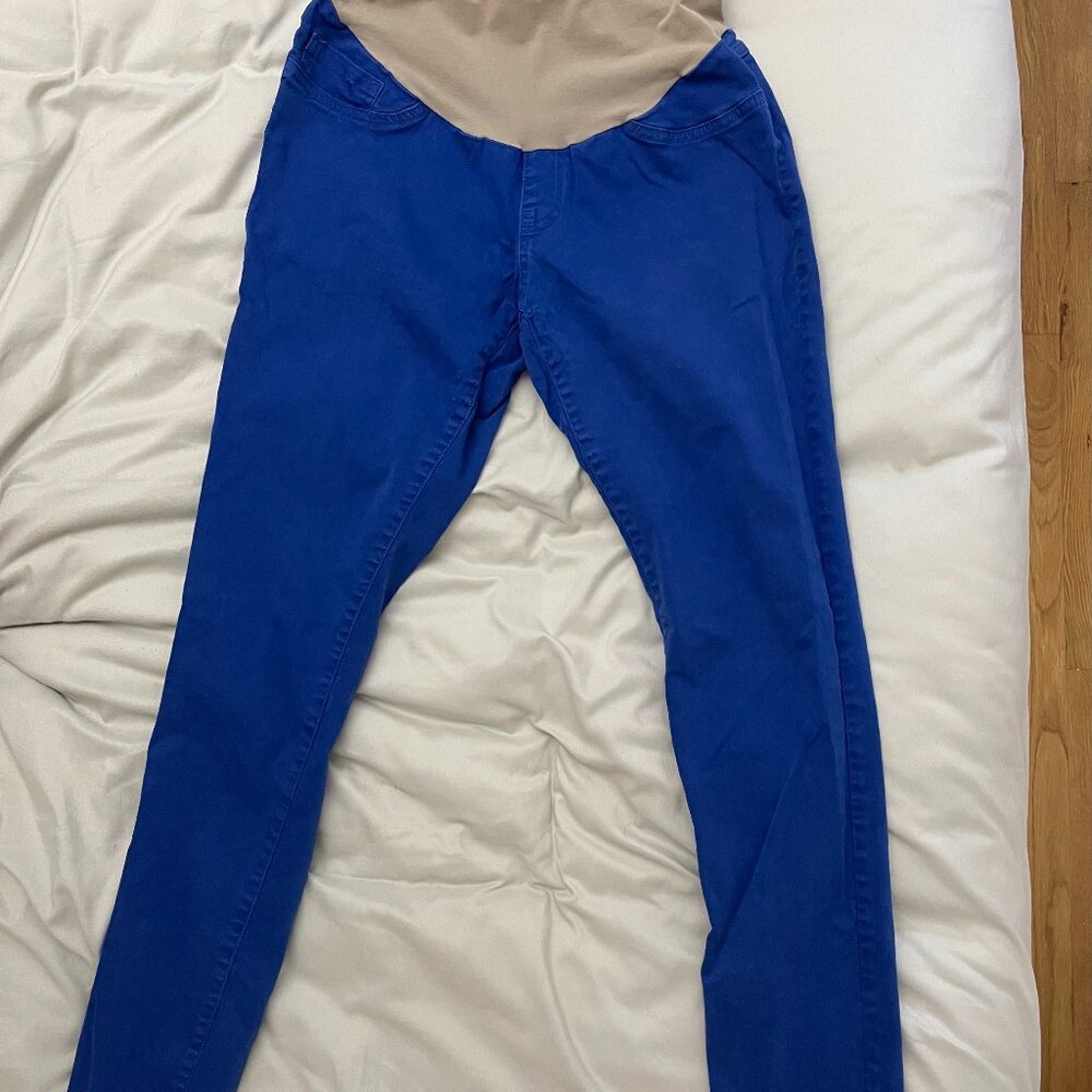 Women's Motherhood Maternity Blue Full Panel Pull On Pants Size XS